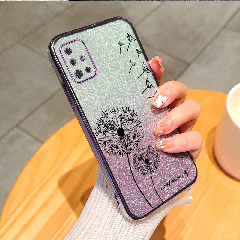 เคสสําหรับ samsung a51 a71 m51 เคสโทรศัพท์สีชมพูประกายรูปแบบ Dandelion Anti drop Soft Case เคสโทรศัพ