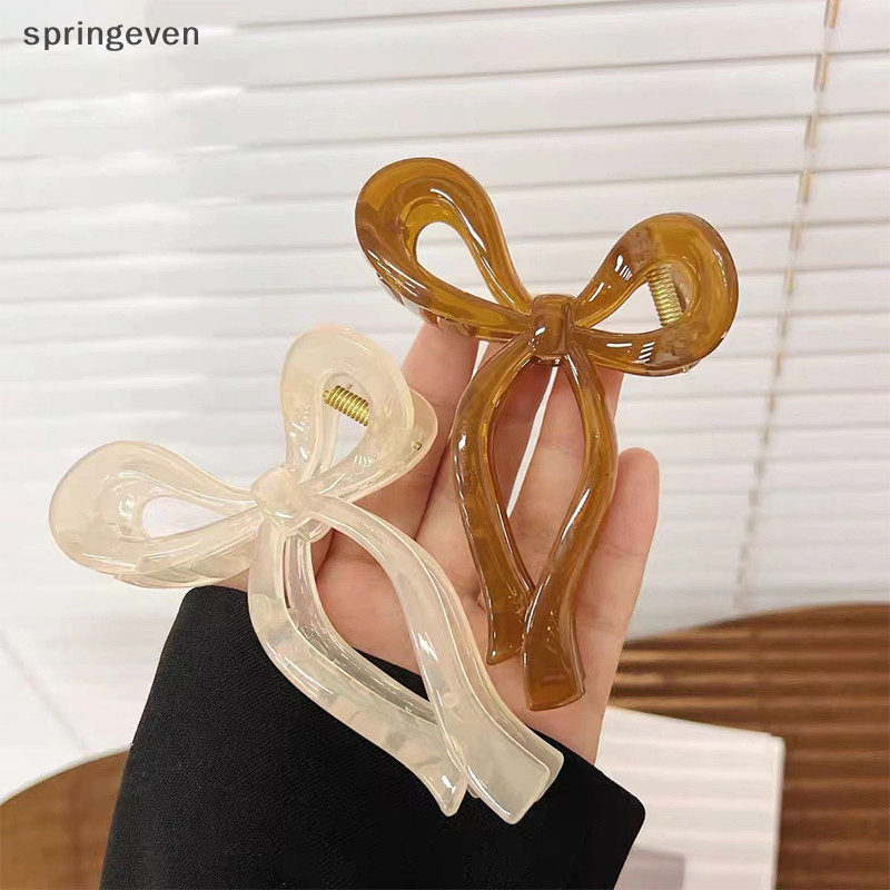 [springeven] หางม้าโบว์ผมขนาดใหญ่claw Crabเครื่องประดับผมสําหรับผู้หญิงอะคริลิคBowknotคลิปผมสาวCrrettesใหม่สต็อก