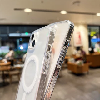 แม่เหล็ก เคสใสกันกระแทก เคสสําหรับไอโฟน11 เคสชาร์ได้ สำหรับ iPhone 17 18 Pro Max16 13 15 14 12 11 Air 16promax 15promax