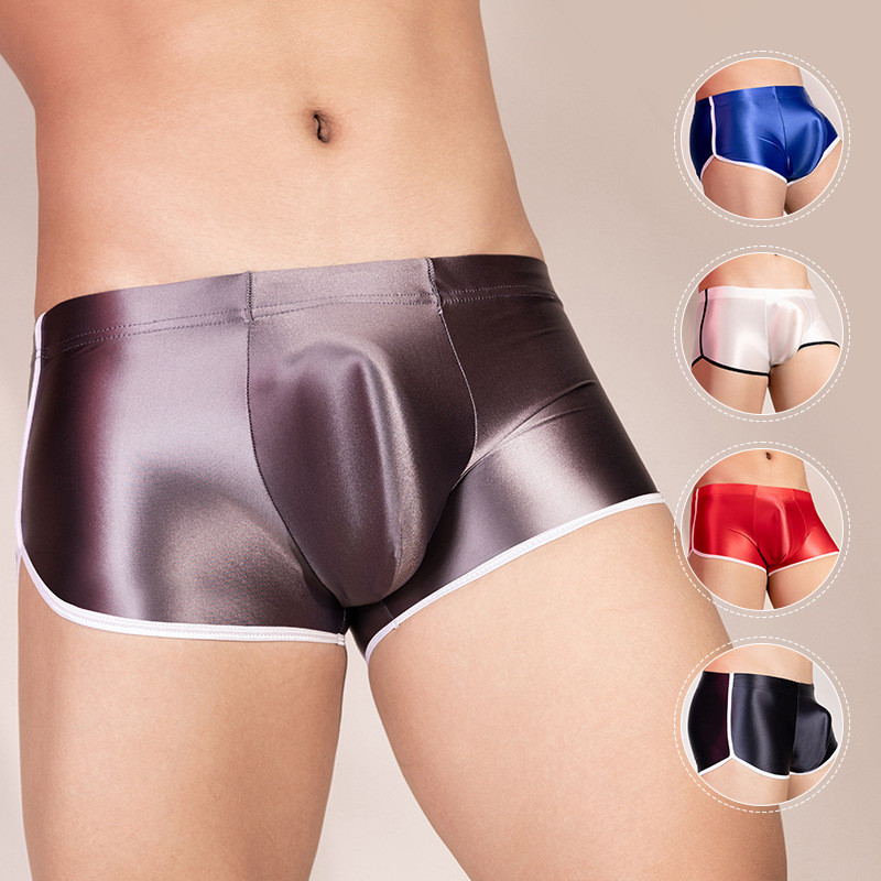 ผู้ชายเซ็กซี่ชุดชั้นในยุโรปอเมริกัน High-Elastic Silky Egg-Covered กางเกงขาสั้นผอมกีฬาฟิตเนส Body-Beautifying Boxer