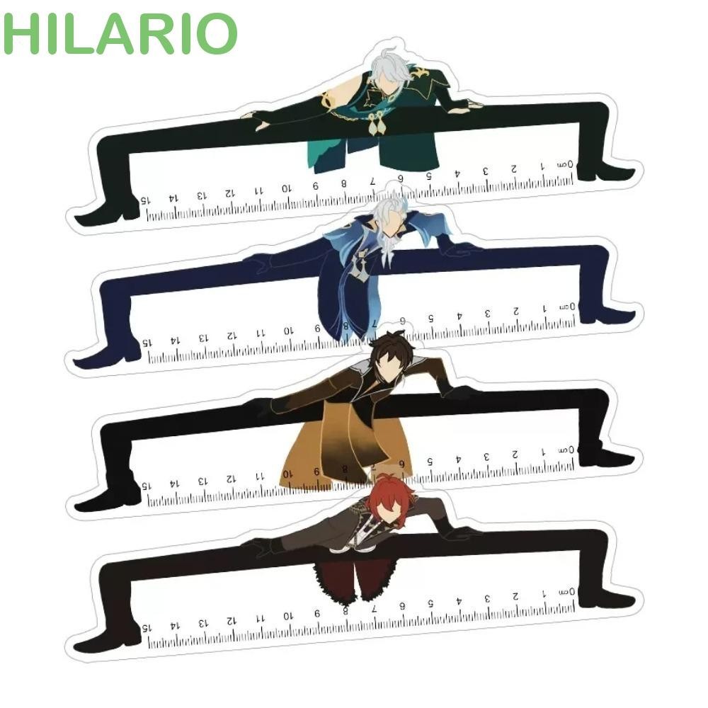 Hilario Genshin Impact ไม้บรรทัด, Alhatham Zhongli Genshin Impact ไม้บรรทัดตรง, สํารวจเครื่องมือ Diluc ขายาวคอสเพลย์อะนิเมะโปร่งใสไม้บรรทัดนักเรียนเครื่องเขียน
