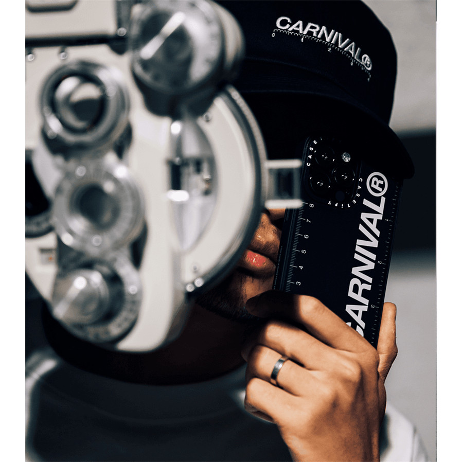 CARNIVAL® Carnivalbkk NO.CNV -2022 แม่เหล็กดูด Black & Sliver Mirror Matte Black IPhone Case IPhone 15 14 13 12 Pro Max Plus Hard Back Case Cover แกะสลักโลโก้