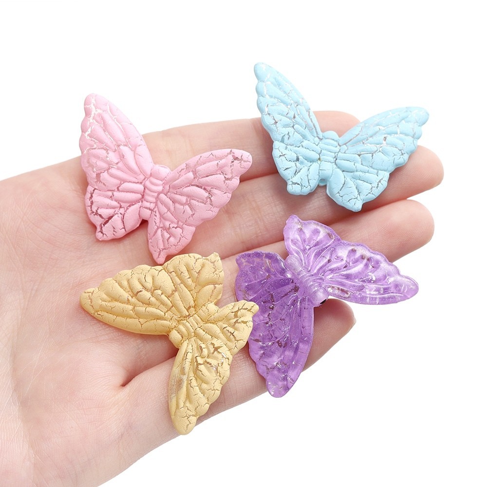 St. kunkka 5-10 ชิ้นอะคริลิคลูกปัดผีเสื้อ Crack สีสเปรย์ขนาดใหญ่ลูกปัดผีเสื้อสําหรับ DIY สร้อยข้อมือสร้อยคอทํา - รูปที่ 5