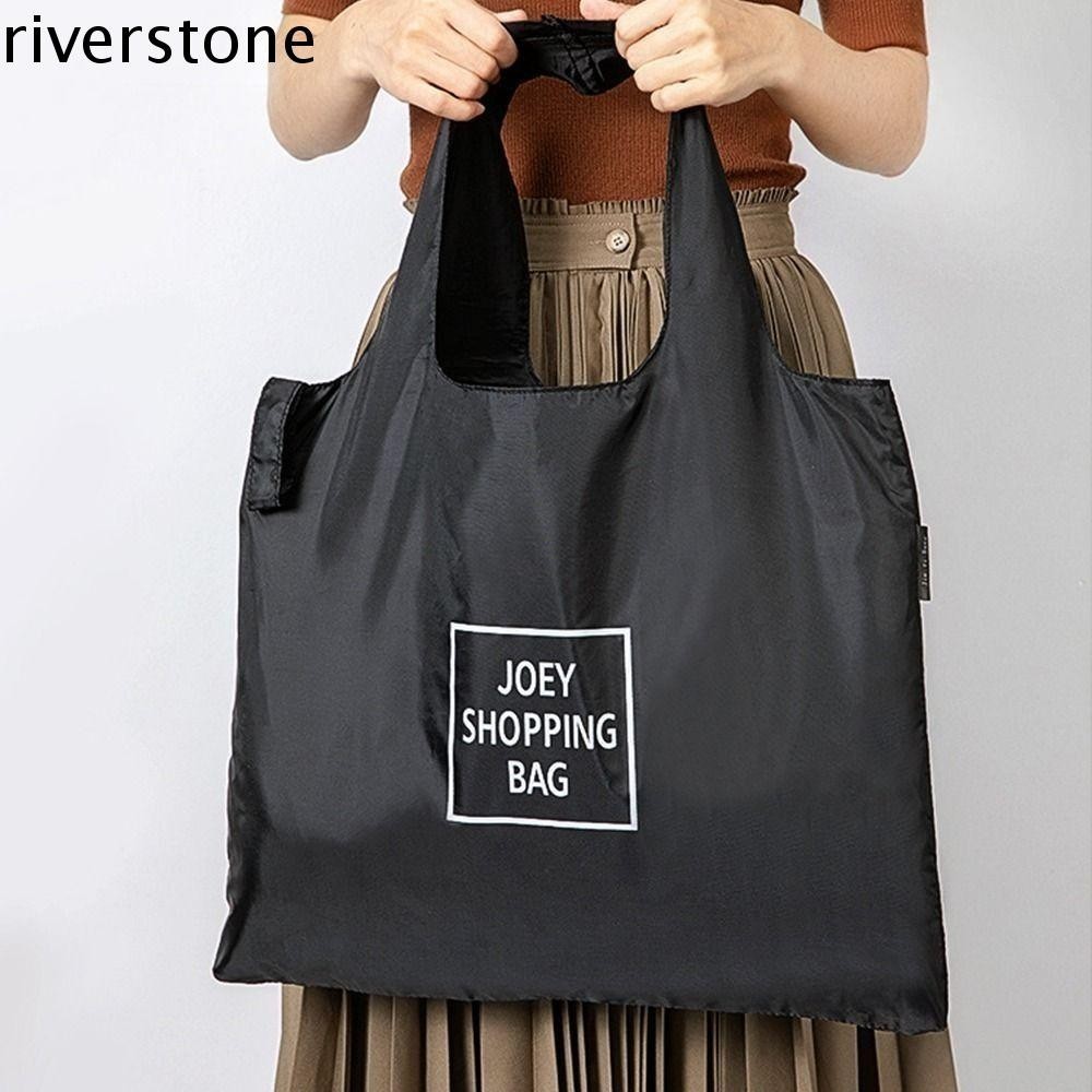 Riverstone กระเป๋าช้อปปิ้งแบบพับได้, กระเป๋าถือสะพายไหล่ไนลอนแบบพกพา, พับง่ายน้ําหนักเบา Tear-Proof Reusable Tote กระเป๋าผู้หญิง