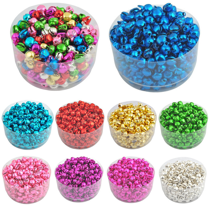 10/20/30/40/50/200 ชิ้น 6/8/10/12 มิลลิเมตรหลวมลูกปัดที่มีสีสันเหล็ก Bells คริสต์มาสกริ๊ง DIY เครื่องประดับจี้อุปกรณ์เสริม Multicolor Spacer