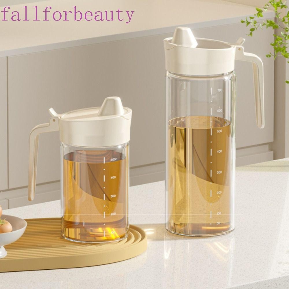Fallforbeauty ขวดน้ํามันแก้ว Borosilicate สูงปราศจากหยด กระป๋องน้ํามันแก้วทนทานสบายจับอุปกรณ์จัดเก็บรั่วออกแบบขวดซอสซอสถั่วเหลือง