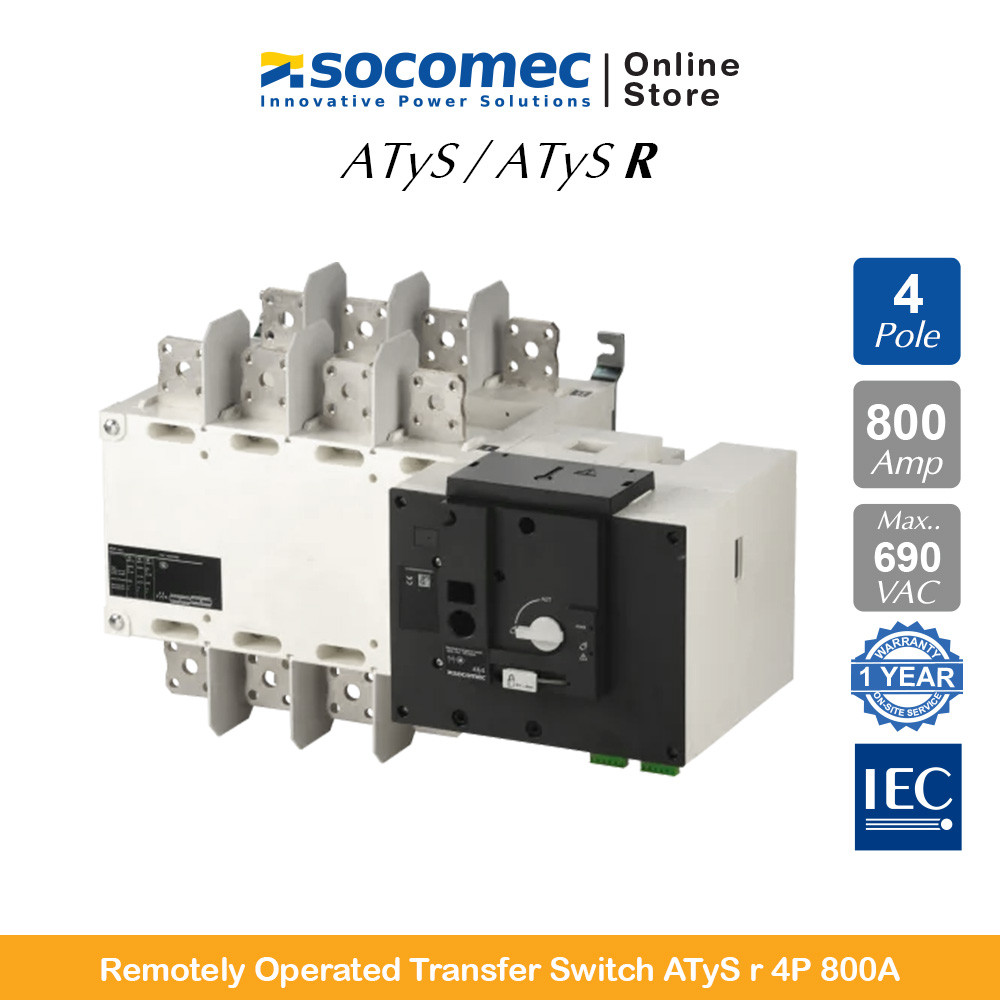 Socomec Remotely Operated Transfer Switch ATyS r 4P 800A | 95234080 | Socomec