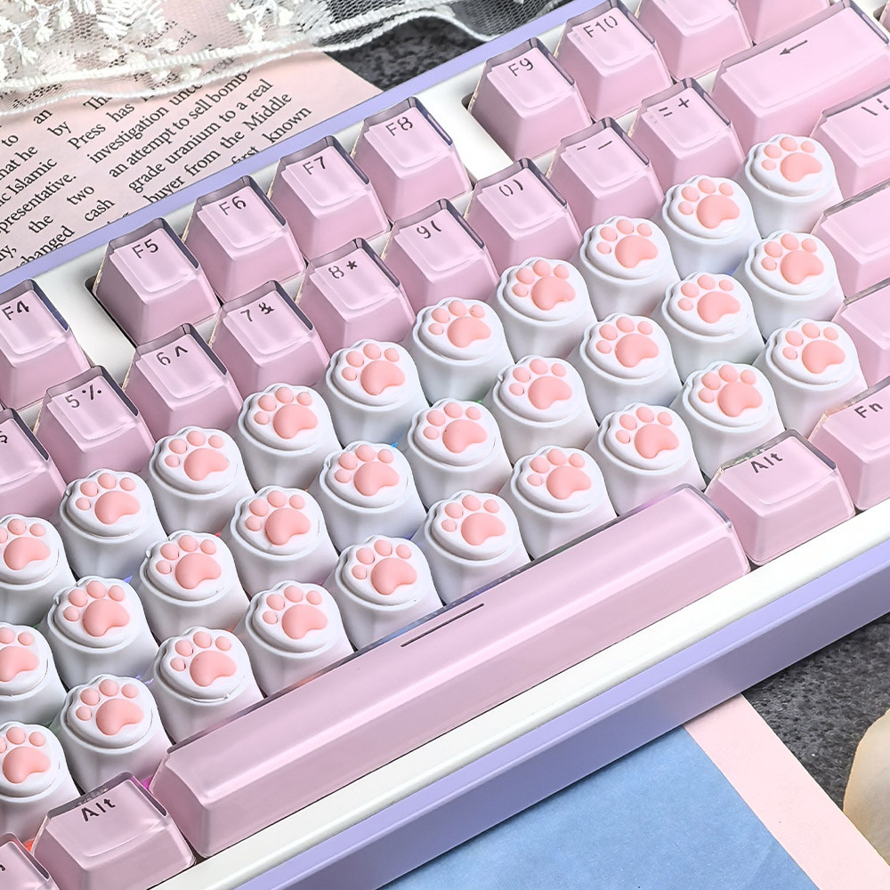 Cat Paw Keycap คีย์บอร์ด DIY Keycaps สีชมพูสร้างสรรค์น่ารักการ์ตูน Corgi ก้นซิลิโคน Keycap Personlized Rock กระดาษกรรไกร Thumbs-up Claw Keycaps