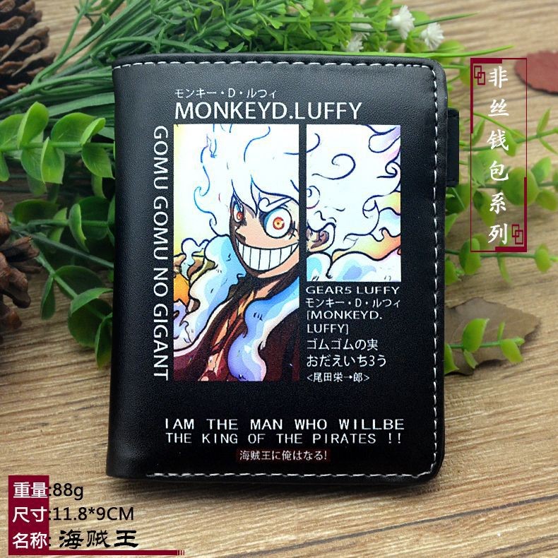 One Piece Merchandise พับกระเป๋าสตางค์สั้น One Piece อะนิเมะการ์ตูน PU หนังซิปกระเป๋าสตางค์กระเป๋าใส