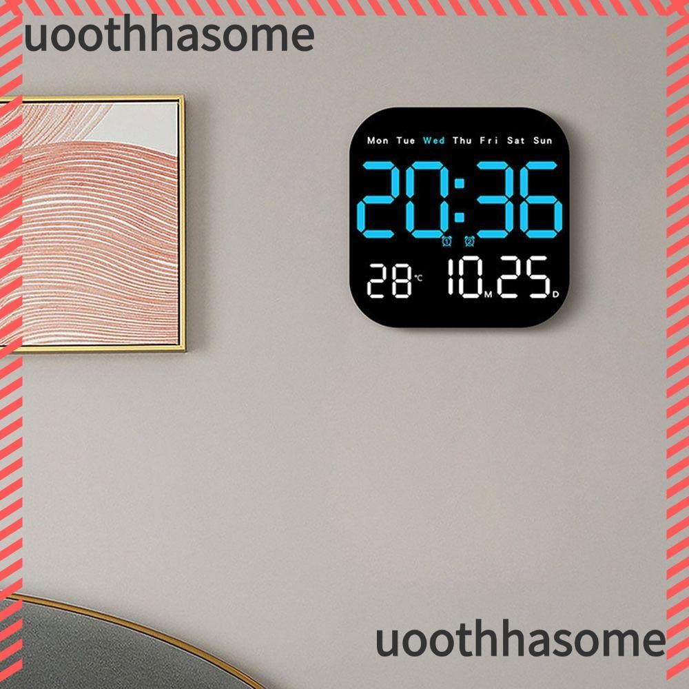 Uothhasome นาฬิกาแขวนอิเล็กทรอนิกส์, นาฬิกา LED ดิจิตอลอุณหภูมิอเนกประสงค์, ปฏิทิน DST 12/24H นาฬิกาตั้งโต๊ะจอแสดงผลสําหรับห้องนอน