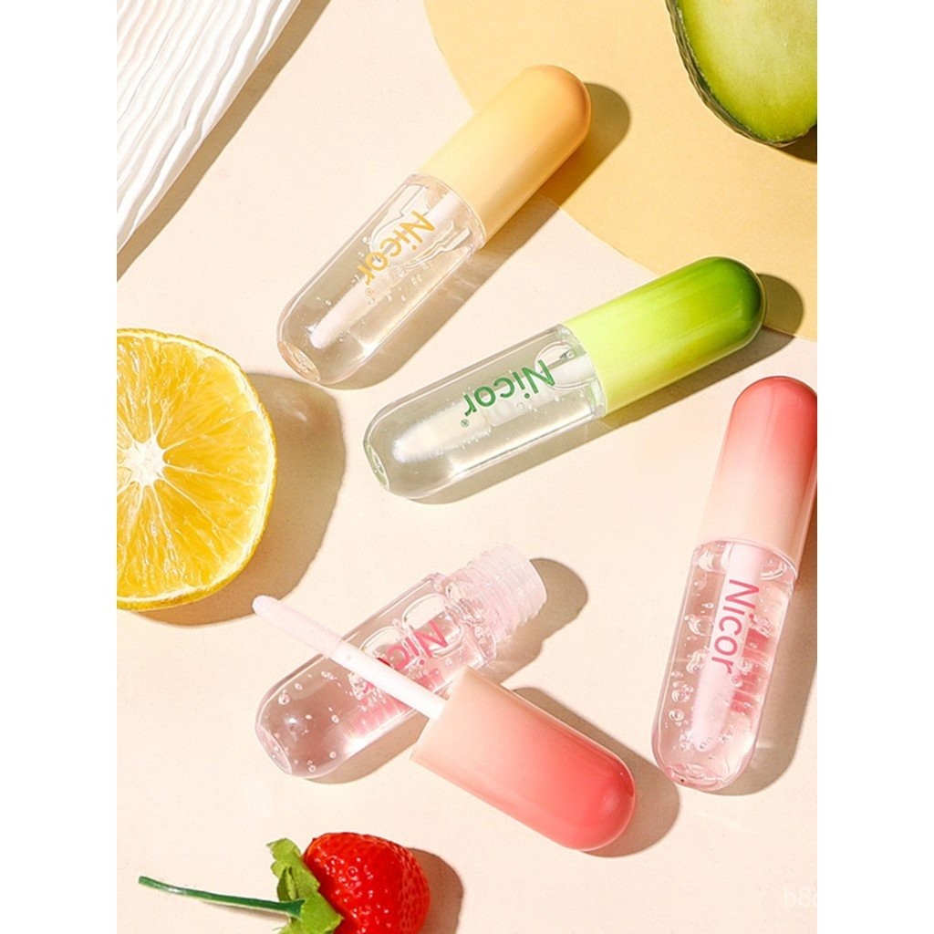 Nicor Vee Crystal Jelly Lip Balm Lip Oil Moisturizing Moisturizing Lip Balm เจือจางเส้นขอบปากและป้อง