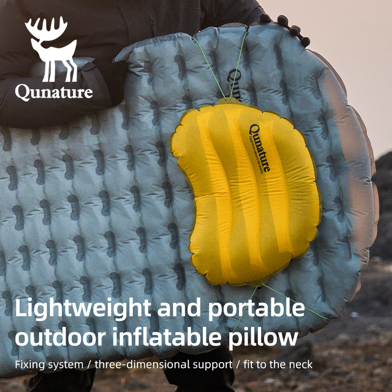 【TH Delivery】Qunature หมอนเป่าลมหมอนกลางแจ้งแบบพกพาน้ําหนักเบา Camping ถุงนอนเต็นท์ Napping Air Cushion หมอนคอป้องกัน
