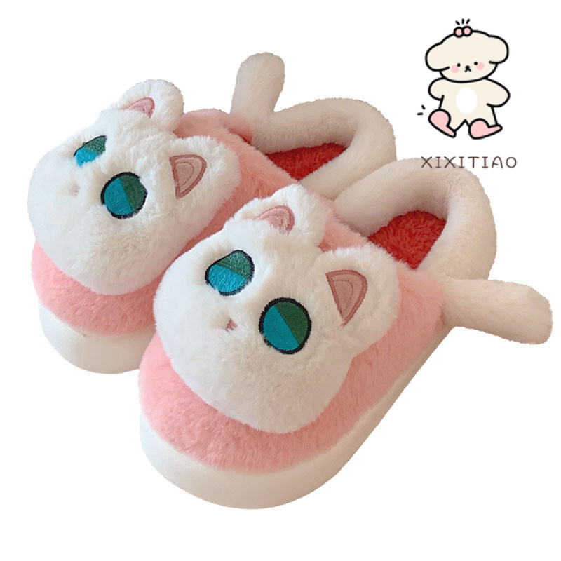 Xixtiao รองเท้าแตะผ้าฝ้ายฤดูหนาว Soft Sole รองเท้าบ้านหญิงน่ารัก Plush Keep Warm