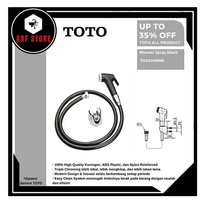 JET SHOWER TOTO THX20 BLACK/WHITE ORIGINAL 100% BIDET HOSE TOILET