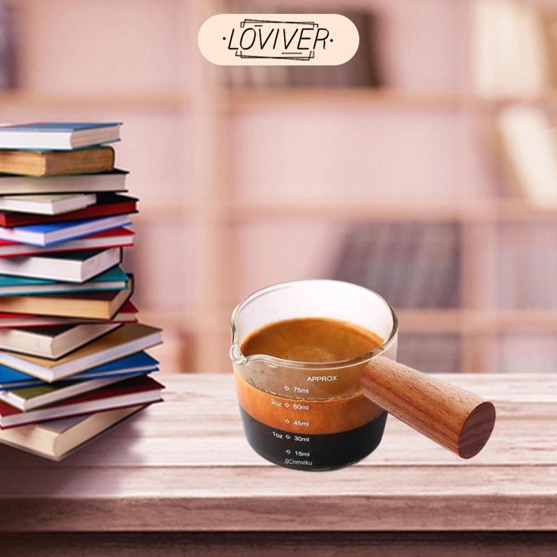 LOVIVER ความร้อน-resisting Espresso ถ้วยตวงไม้ Handle รูปที่ 5