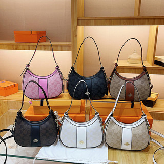 Fashion Commuter Large-Capacity Crescent Bag Casual All-Match Stitching Design Messenger Bag Simple Fashionable Female One-Shoulder Armpit Bag Multifunctional Female Bag