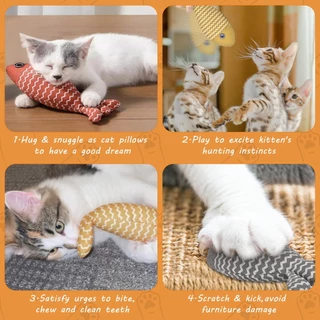 ของเล่นแมวปลา Catnip ของเล่น Interactive ของเล่นแมวแมวเคี้ยวแมวหมอนลูกแมวออกกําลังกาย Kicker สําหรับในร่ม Kitty Kit