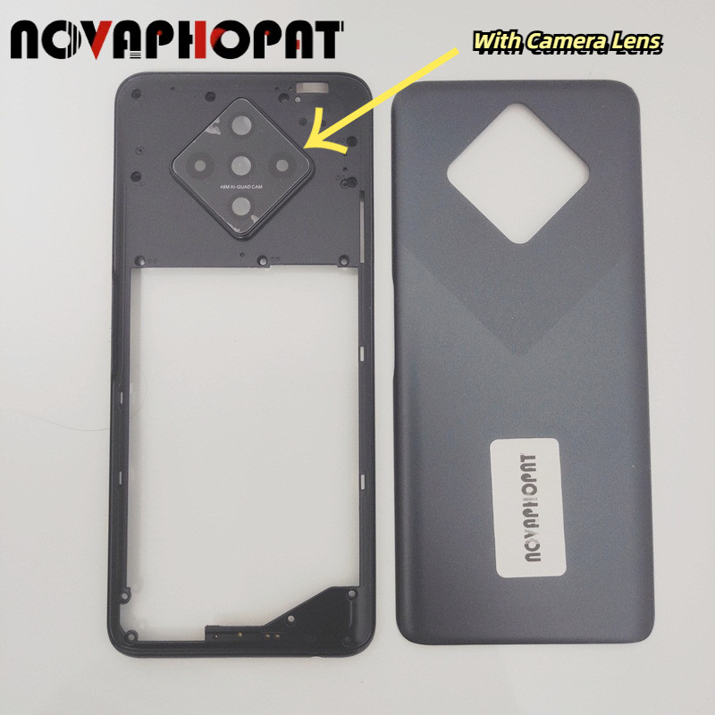 กรอบกลาง Bezel สําหรับ Infinix Zero 8 X687 ฝาครอบแบตเตอรี่ด้านหลังด้านหลังประตูด้านข้างปุ่มปรับระดับเสียงกล้องเลนส์กรอบผู้ถือ