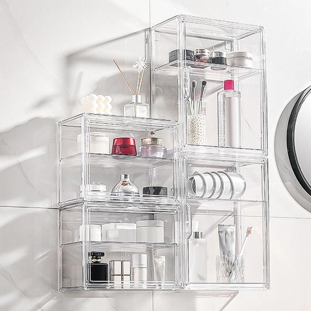 HOLIZZY ตู้โชว์โปร่งใส, กล่องเก็บเครื่องสําอางความจุขนาดใหญ่โปร่งใส, Simple Multi-Functional Acrylic Desktop Organizer Home - รูปที่ 2