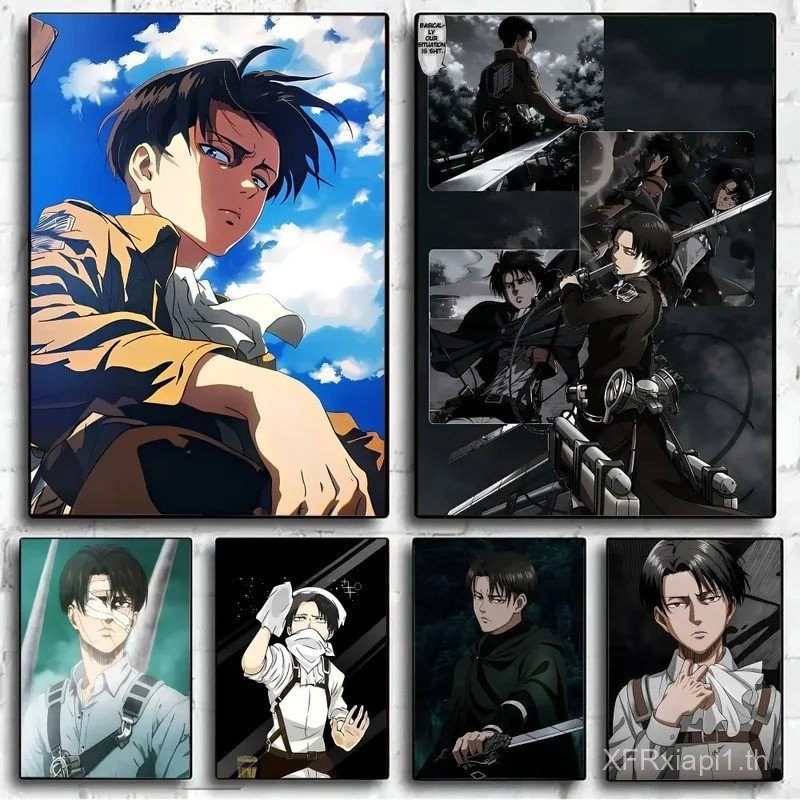 โปสเตอร์ Levi Ackerman Attack On Titan โปสเตอร์คลับบาร์ โปสเตอร์วินเทจ ศิลปะผนัง ภาพวาด ห้องนอน การศึกษา ไม่มีกรอบ ของขวัญภาพวาดผ้าใบ