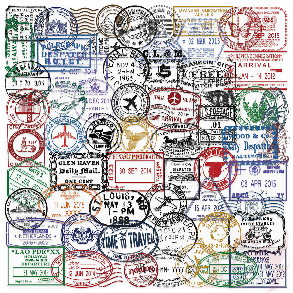 ❉ Retro Vintage Stamps Art Series 01 สติ๊กเกอร์ PET ❉ 60 ชิ้น/เซ็ต DIY แฟชั่นสติ๊กเกอร์กันน้ํา Doodle สติ๊กเกอร์