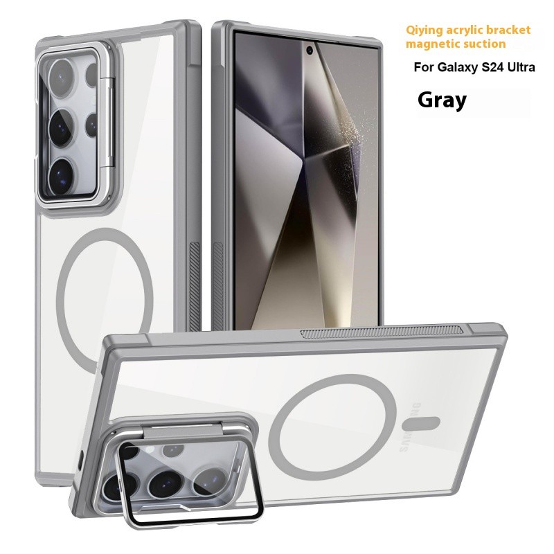 ที่ยึดเลนส์แม่เหล็กโปร่งใสอะคริลิกสำหรับ Samsung S25 S24 Ultra S24 S23 Plus S24 S23 FE ปกป้องกล้องกระจก ชาร์จไร้สาย กันกระแทก