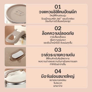 ข้าไมโครเวฟได้ กล่องข้าว พร้อมชุดอาหาร ชั้น 1/2/3/4 ข้าวกล่อง เก็บอุณหภูมิ ปิ่นโตใส่อาหาร พร้อมกระเป๋า พกพา สเตนเลส 304