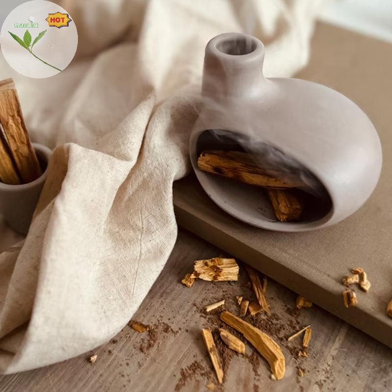 Mud กรวยกระถางธูปบ้านเตาโยคะ Palo Santo ผู้ถือเซรามิค Censer สําหรับบ้านไร่พิธีขึ้นบ้านใหม่ห้องรับประทานอาหารห้องนอนสํานักงาน EN