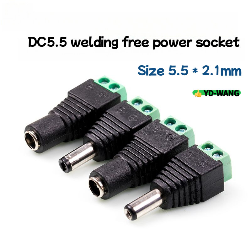 YD-WANG 10 ชิ้น DC Barrel Jack Adaptor กล้องวงจรปิดตัวเชื่อมต่อ 5.5 x 2.1 มิลลิเมตรกล้องวงจรปิดตัวเชื่อมต่อชาย/หญิง