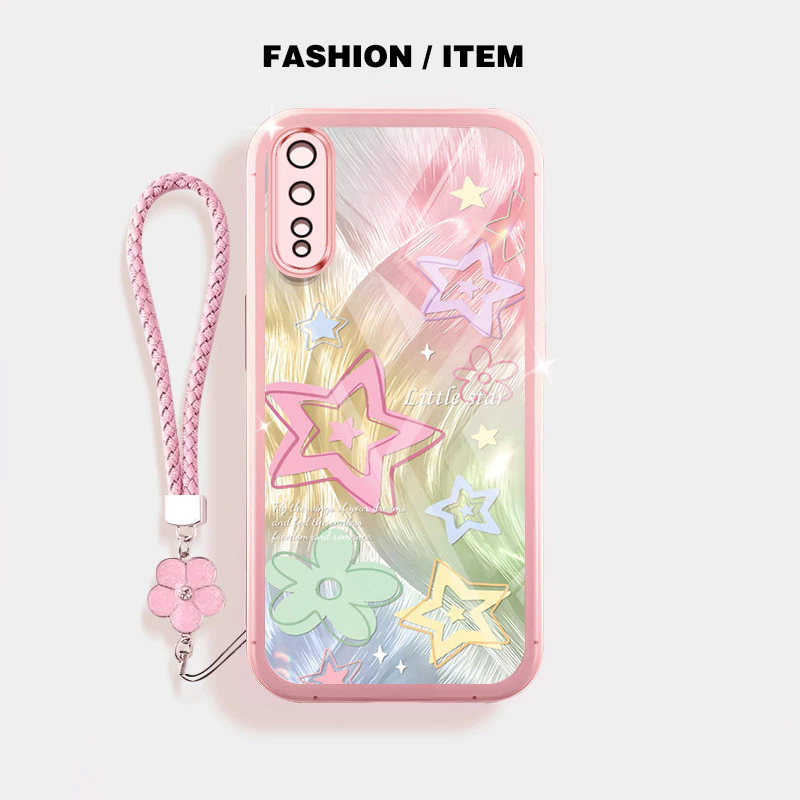 Ybd เคสโทรศัพท์สําหรับ Vivo S1 IQOO NEO 1907 Art Space Dream Star รูปแบบดอกไม้พร้อมเชือกเส้นเล็ก