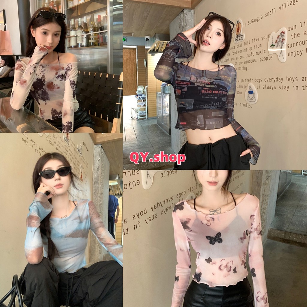 QY.Shop⭐️สินค้าราคาพิเศษ⭐️เสื้อชีฟองสีพาสเทล สไตล์เกาหลี คอกลมแขนยาว ใส่สบายบางเบา "FY8K127"