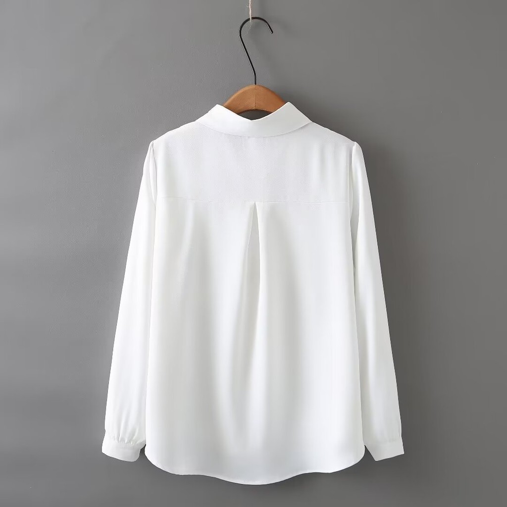 พลัสขนาดผู้หญิง XL-4XL False สองชิ้นสีขาวสีดําเสื้อแขนยาวแฟชั่นปุ่ม A-line Tops ขนาดใหญ่ Elegant Blusas OL ราคา ถูกที่สุด ดีลบีเคเค แกลเลอรีภาพที่ 2
