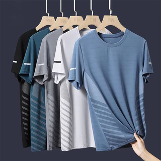 เสื้อยืดชาย M-5XL ระบายอากาศดี-แห้งไว สไตล์เกาหลี ทรงหลวม สำหรับวิ่งและออกกำลังกาย