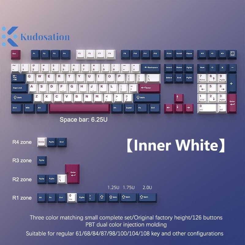 Kudosion 126 คีย์ Double Shot Keycap PBT Cherry คีย์บอร์ดเกมสําหรับ MX Keycap GMK67 GMK87 GMK61 คีย์
