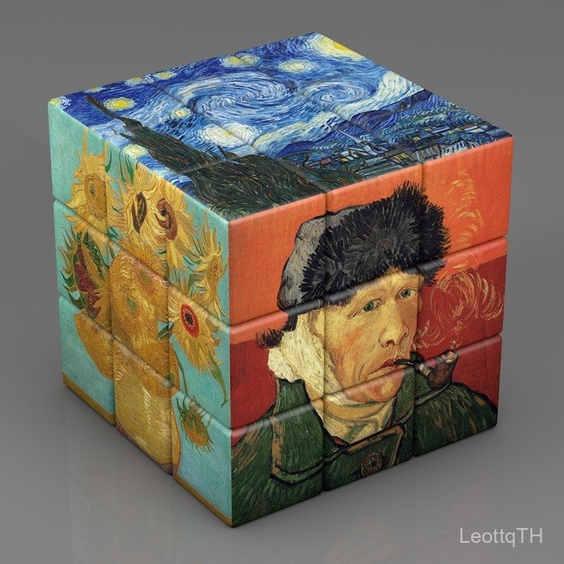 ของเล่นปริศนาลูกบาศก์มหัศจรรย์ 3×3 ภาพวาดสีน้ำมันสร้างสรรค์ ของเล่นปริศนา Van Gogh ญี่ปุ่น Ukiyo-e Katsushika Hokusai สร้างสรรค์