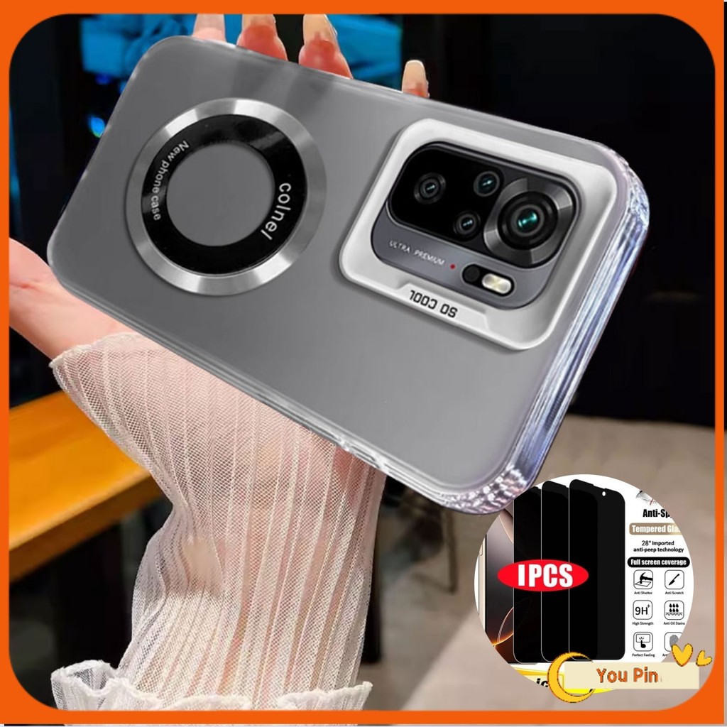 เคส + ฟิล์มกันรอยสําหรับ Redmi Note 10 10S Pro 4G Casing case เนื้อประณีตและหรูหราเคสโทรศัพท์ฝาครอบ
