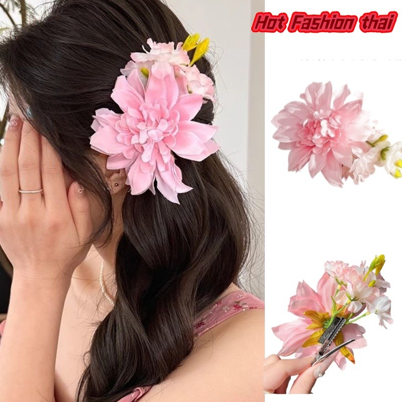 Hot fashion thai~พร้อมส่ง' กิ๊บติดผมดอกไม้สีชมพูสาวหวานนางฟ้า ด้วยก๊บติดผมสําหรับผมฤดูใบไม้ผลิต-VO-16