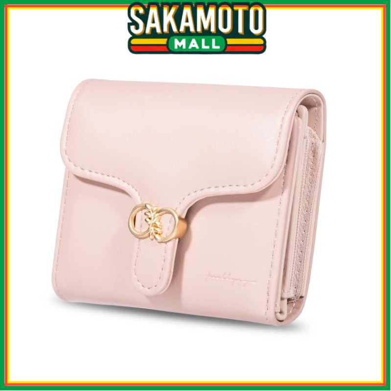 PRETTYZYS SMALL WOMENS FOLDING WALLET CUTE PINK LEATHER AURALIA WA706P3 KOREA MINI CARD SLOT ZIPPER 