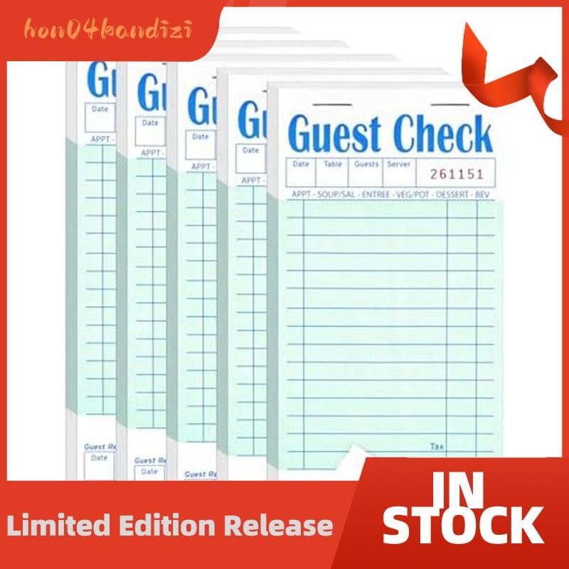 hon04kandizi.ph5 Pack Guest Check Books, แผ่นโน้ตเซิร์ฟเวอร์สําหรับร้านอาหาร, สมุดตรวจสอบพนักงานเสิร