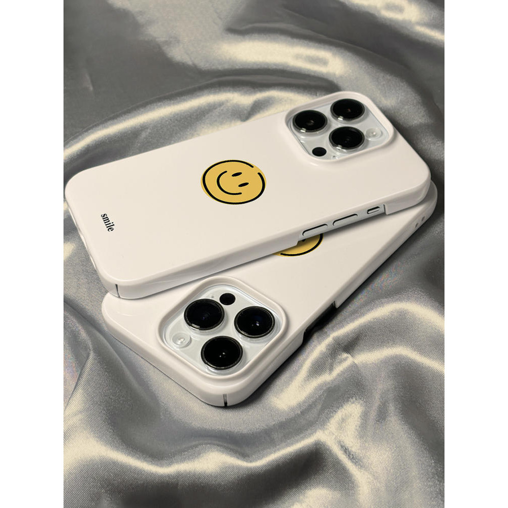เคสโทรศัพท์หน้าสไมล์สีเหลืองสไตล์มินิมอลสำหรับ iPhone 16 Pro Max 13 Pro 7 Plus 8 Plus 16 Plus 15 Pro Max 12 14 Pro XS 15 Pro 11 Pro Max XR 13 Pro Max เคสซิลิโคนป้องกันสิ่งสกปรกและรอยขีดข่วน