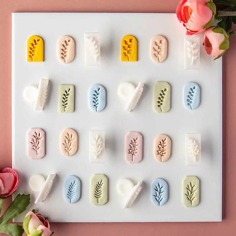 พืชใบดินแสตมป์ Polymer Molds Leaf Texture Imprinting แม่พิมพ์ความดัน DIY เซรามิคต่างหูเครื่องประดับเครื่องปั้นดินเผาเครื่องมือ