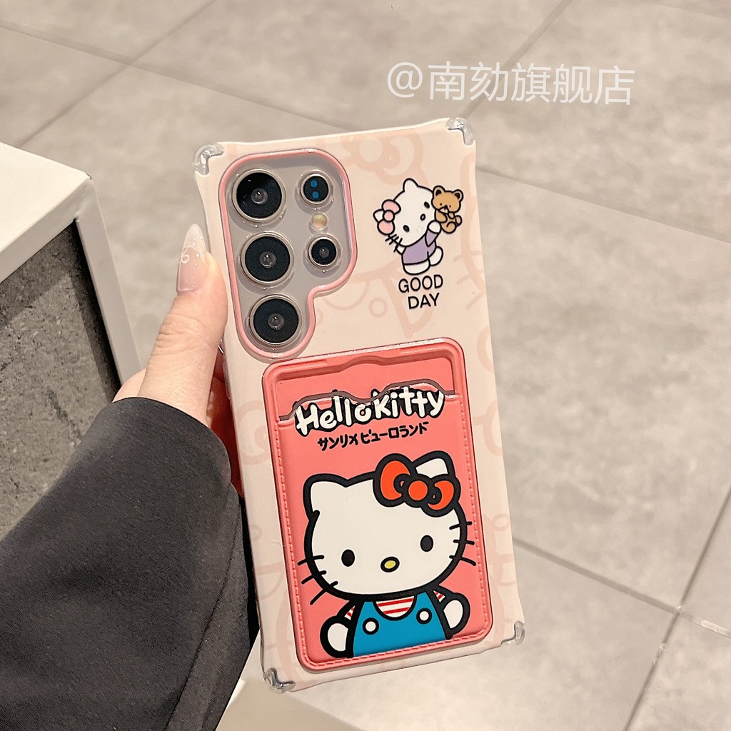 เหมาะสําหรับ Samsung s25ultra เคสโทรศัพท์ s24 + ใหม่สไตล์การ์ดใส่กระเป๋าหญิงเกาหลี s23plus สิบ s22u สีชมพูกันกระแทก s21fe น่ารัก kt Cat Soft Shell พร้อม Lanyard note20a55a54 - รูปที่ 2