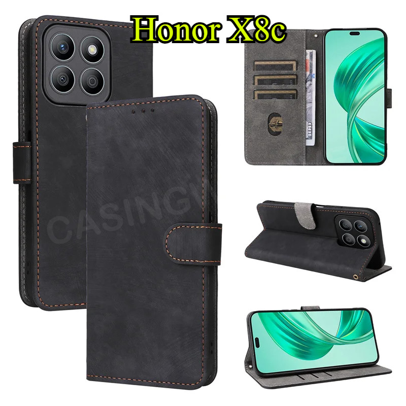 สําหรับ Honor X8c X8B X7B X6B X9B X9A X9C สมาร์ท HonorX8C 4G 5G 2025 Luxury Flip หนังเคสโทรศัพท์ช่องใส่การ์ดกระเป๋าสตางค์ขาตั้งฝาครอบกันกระแทกปกหลัง
