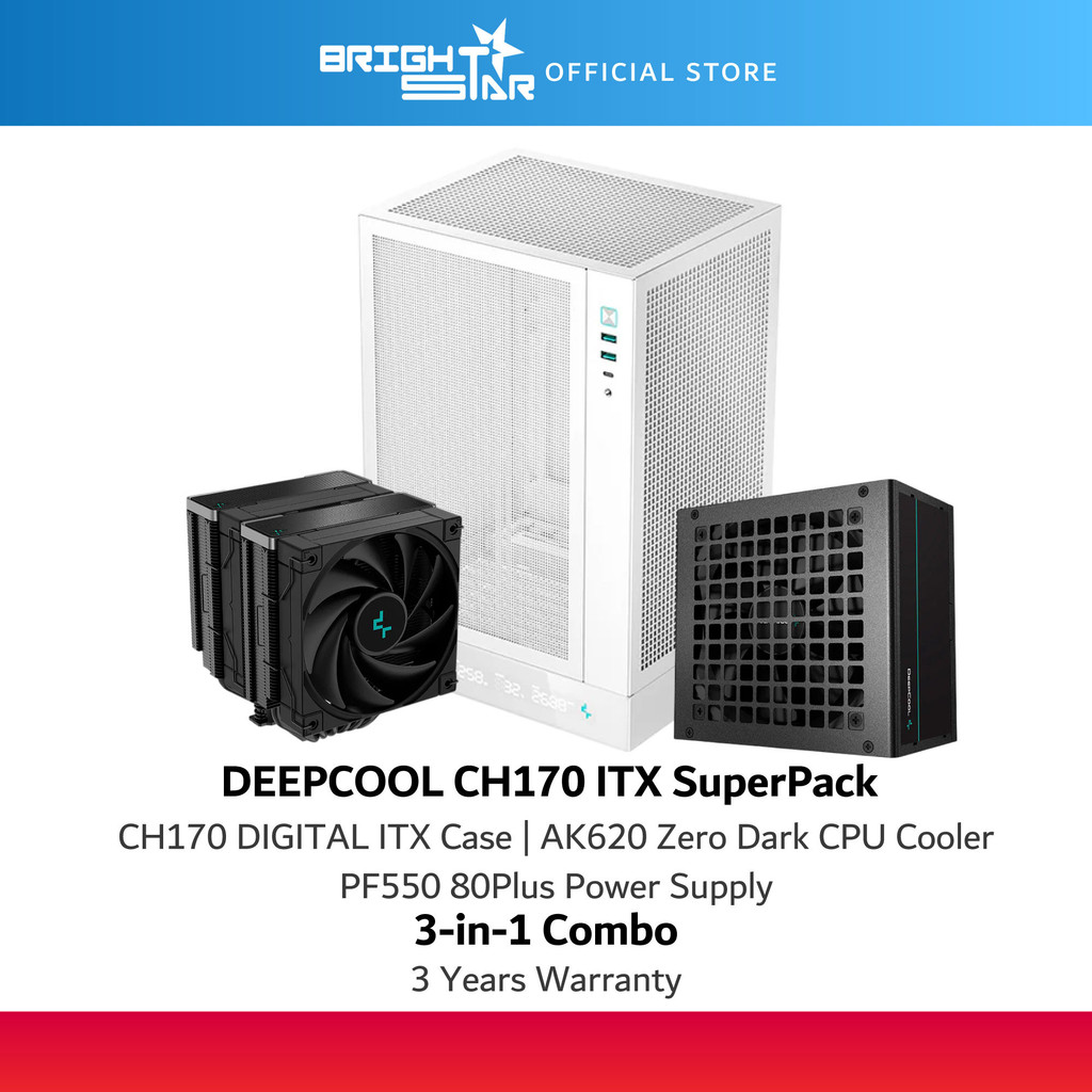 DEEPCOOL CH170 ITX 3 in 1 Case Power Supply CPU Cooler - สีขาว