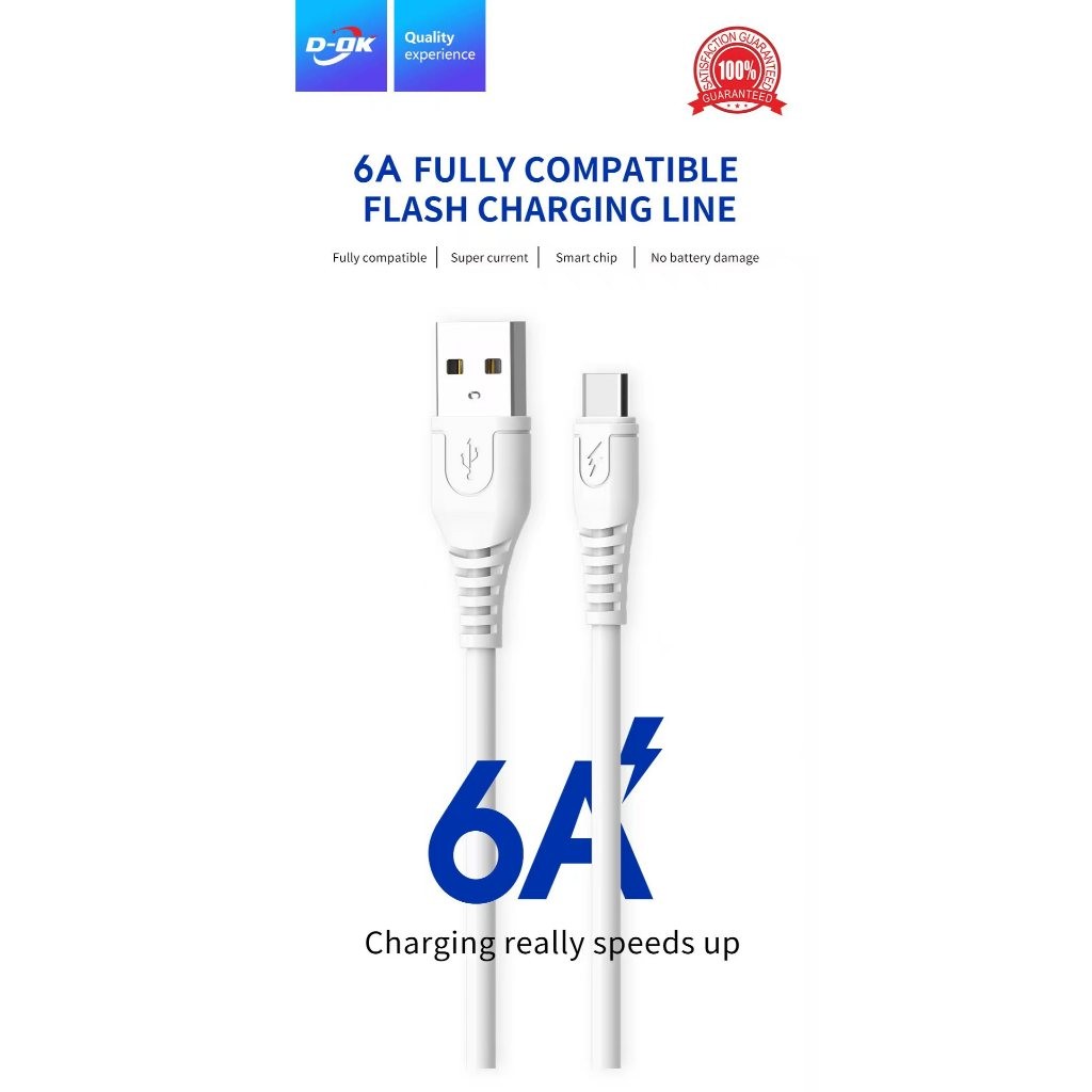 สาย ชาร์จUSB ชาร์จเร็ว 6A  DK-W01 สายชาร์จ MICRO TYPE-C สายยาว 1เมตรสาย USB