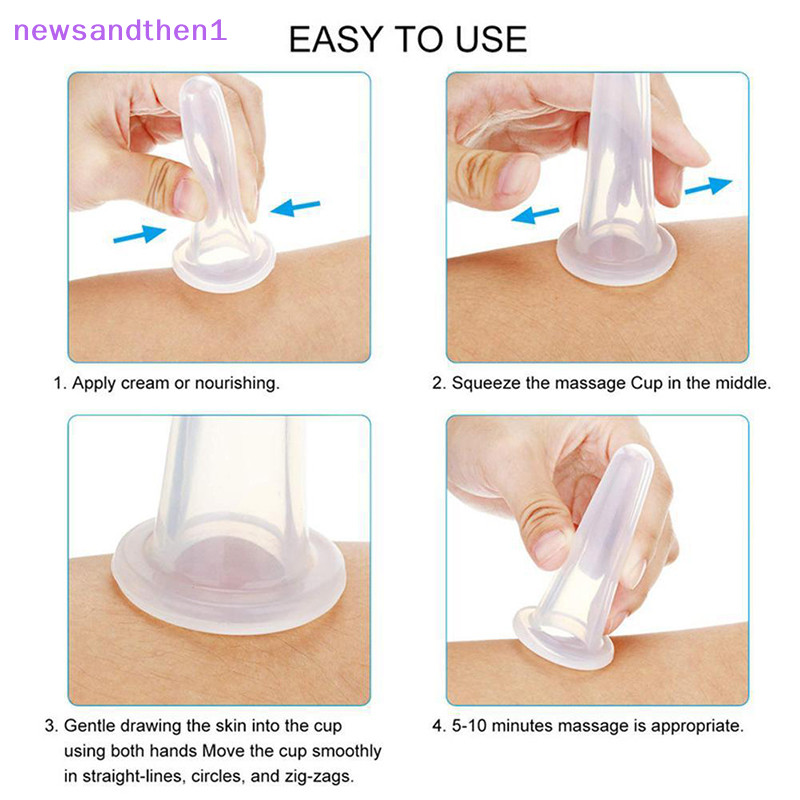 Newsandthen1 4 ชิ้นซิลิโคน Cupping นวดถ้วย,สําหรับ Body Fac คอนวดตาสูญญากาศ Body Facial Care, Anti-aging เครื่องมือความงาม