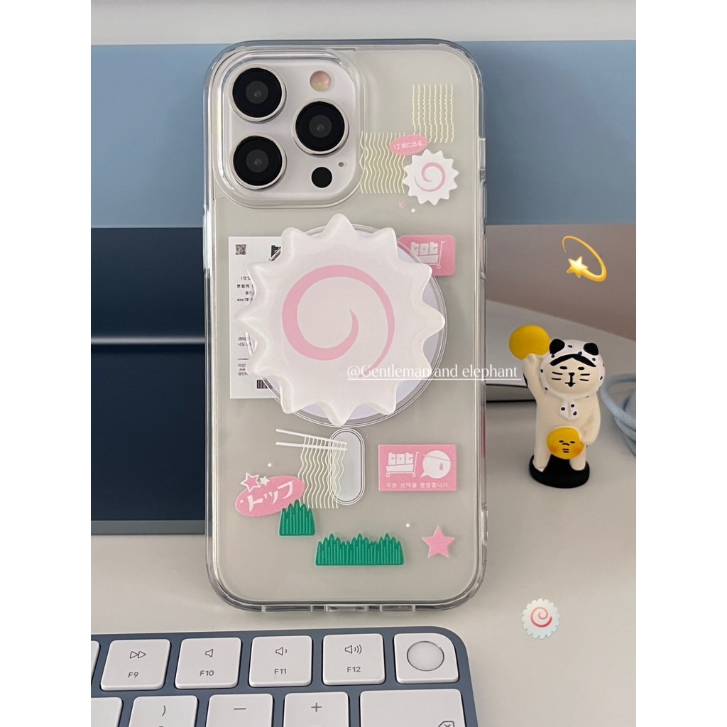 เคสโทรศัพท์มือถือหนัง แบบแม่เหล็ก ลายปลา หญ้าทะเลน่ารัก สไตล์ญี่ปุ่น สําหรับ Apple Iphone 15promax 15pro 14pro