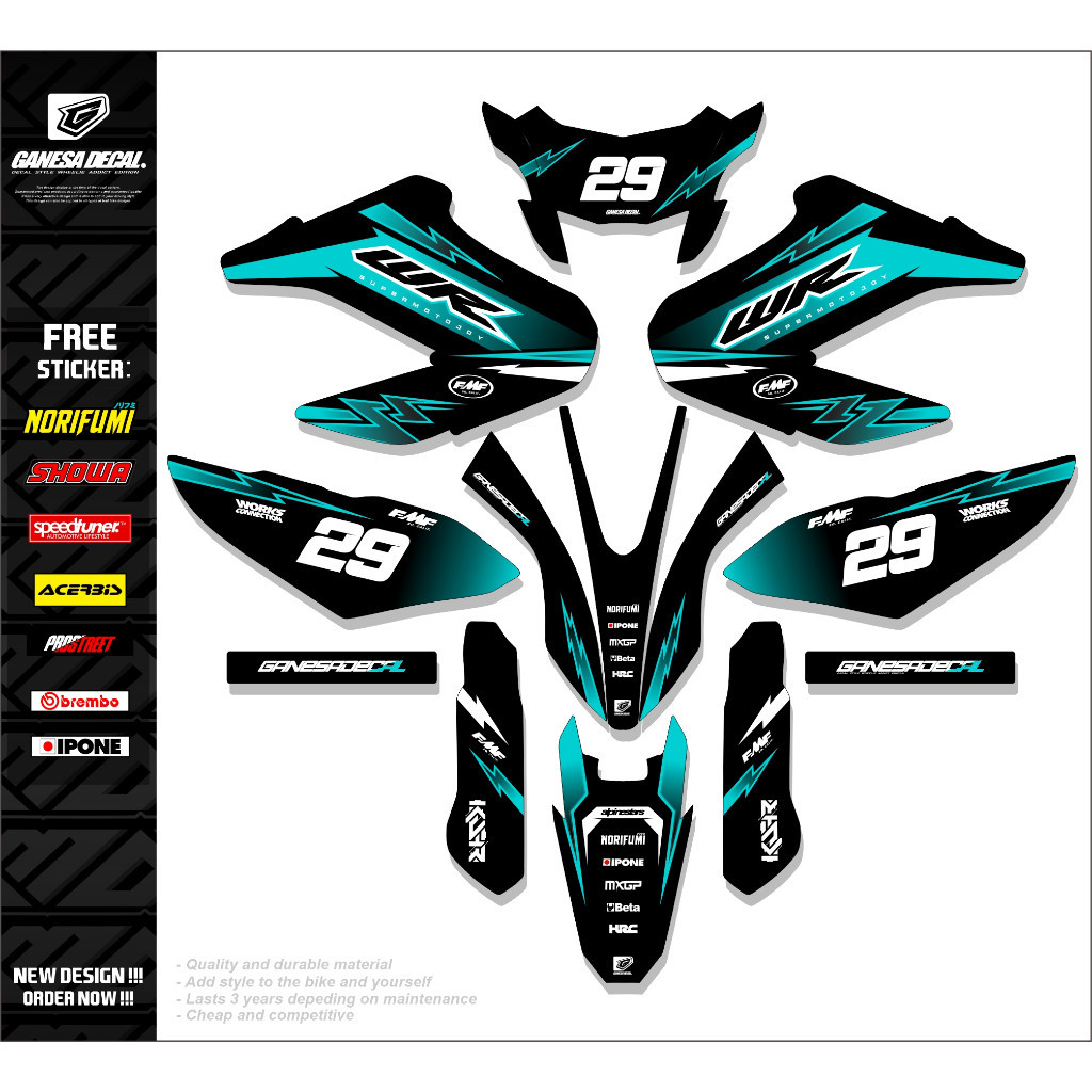 WR 155 Fullbody Supermoto Sticker Decal - Yamaha WR 155 Cross Motorcycle Sticker Decal ล่าสุด Cool G