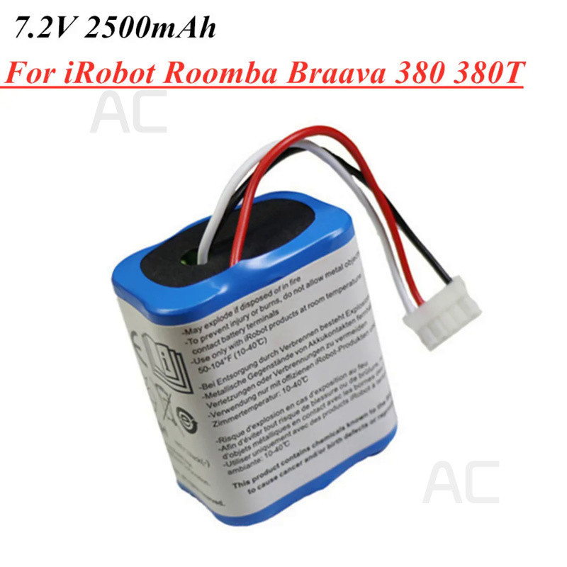 AC 1PCS 7.2V 2500mAh Ni-MH Rechargeable Battery for iRobot Roomba Braava 380 380T Mint 5200c AA NiMH