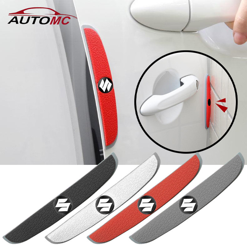 4 ชิ้น Suzuki แถบป้องกันการชนกันของประตูรถยนต์ ชิ้นตัวป้องกันขอบประตูอัตโนมัติสากล ซิลิโคนกันกระแทกข